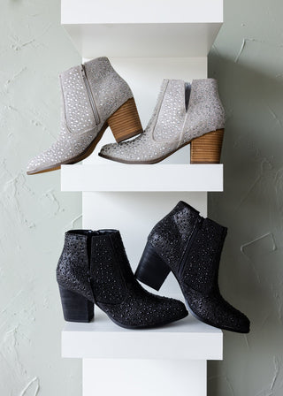 Shine Star Rhinestone Bootie in Silver - Glamourous Grace