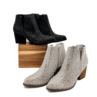 Shine Star Rhinestone Bootie in Black - Glamourous Grace