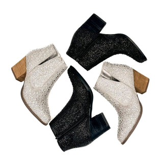 Shine Star Rhinestone Bootie in Black - Glamourous Grace
