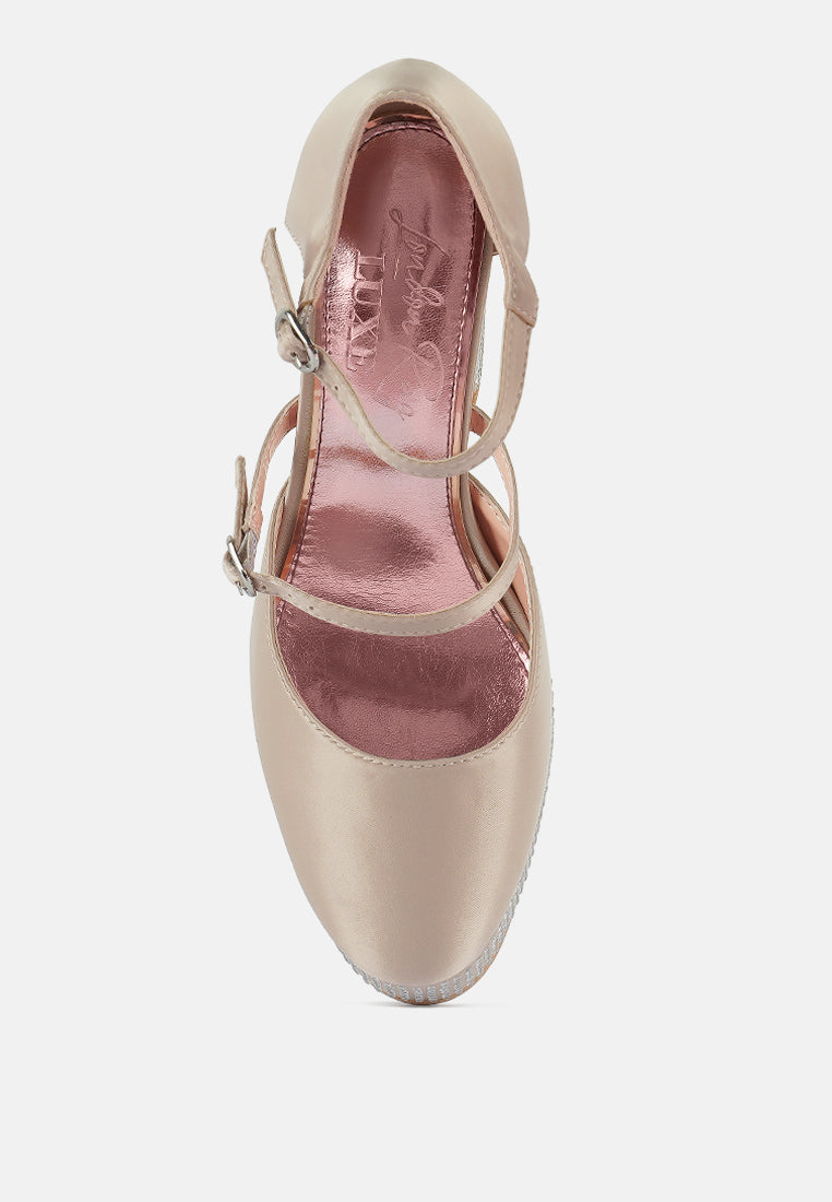 Shiver Rhinestones Embellished Platform Mary Jane Sandals - Glamourous Grace
