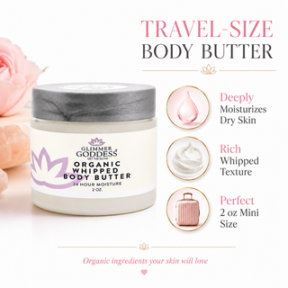 Organic Whipped Body Butter 2 oz – Mini Travel Size for Dry, Sensitive Skin