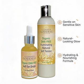DHA-Free Self Tanner Bundle – Lotion + Drops for Natural Glow Without Smell or Orange Tones - Glamourous Grace