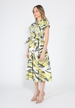 Short Sleeve Button Down Printed Midi Dress - Glamourous Grace