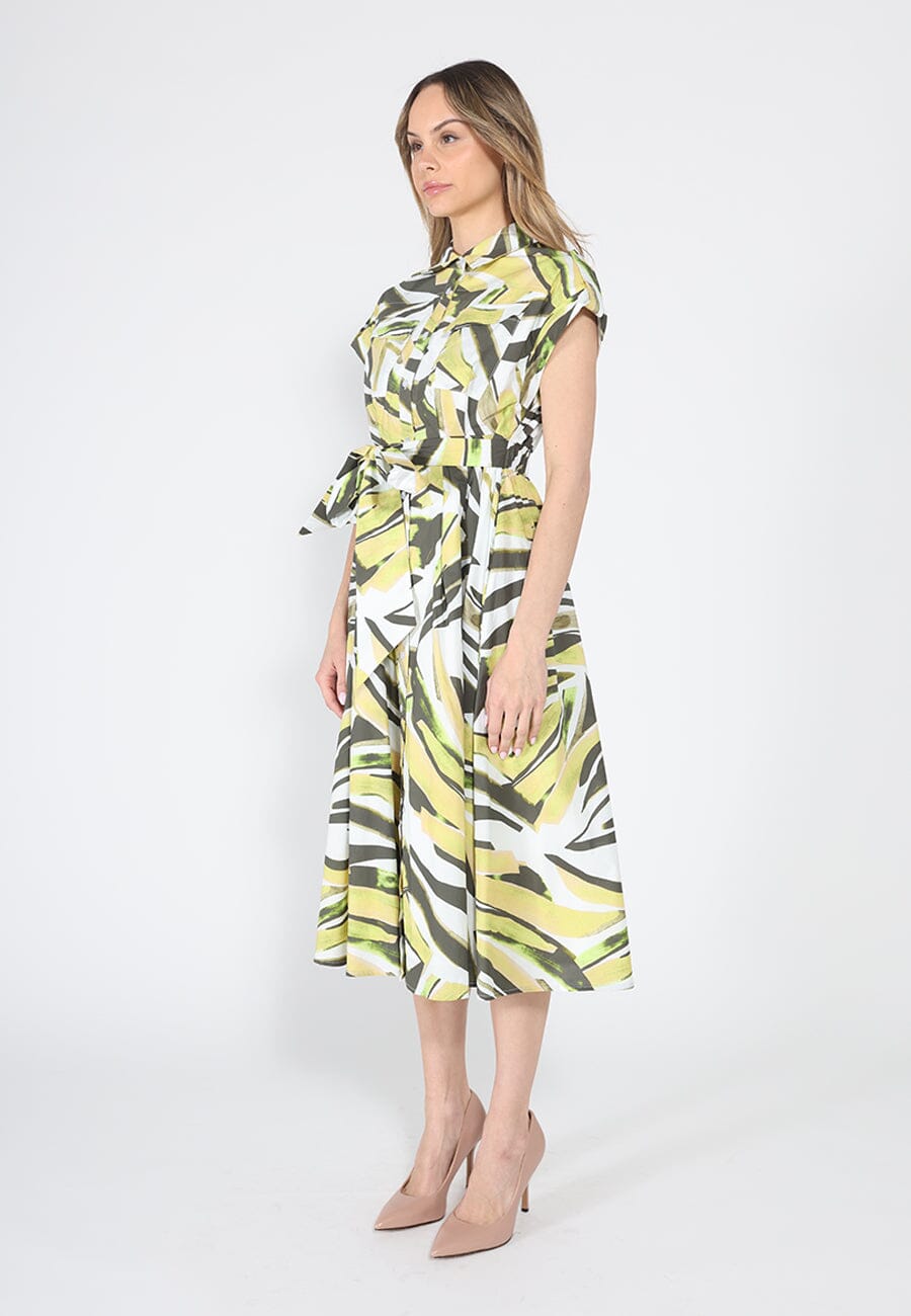 Short Sleeve Button Down Printed Midi Dress - Glamourous Grace