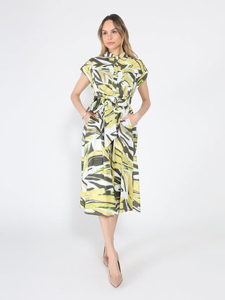 Short Sleeve Button Down Printed Midi Dress - Glamourous Grace
