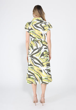 Short Sleeve Button Down Printed Midi Dress - Glamourous Grace