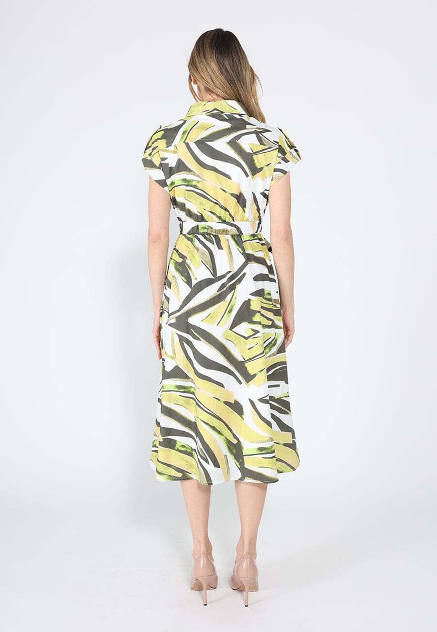 Short Sleeve Button Down Printed Midi Dress - Glamourous Grace