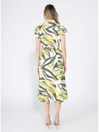 Short Sleeve Button Down Printed Midi Dress