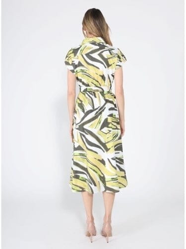 Short Sleeve Button Down Printed Midi Dress