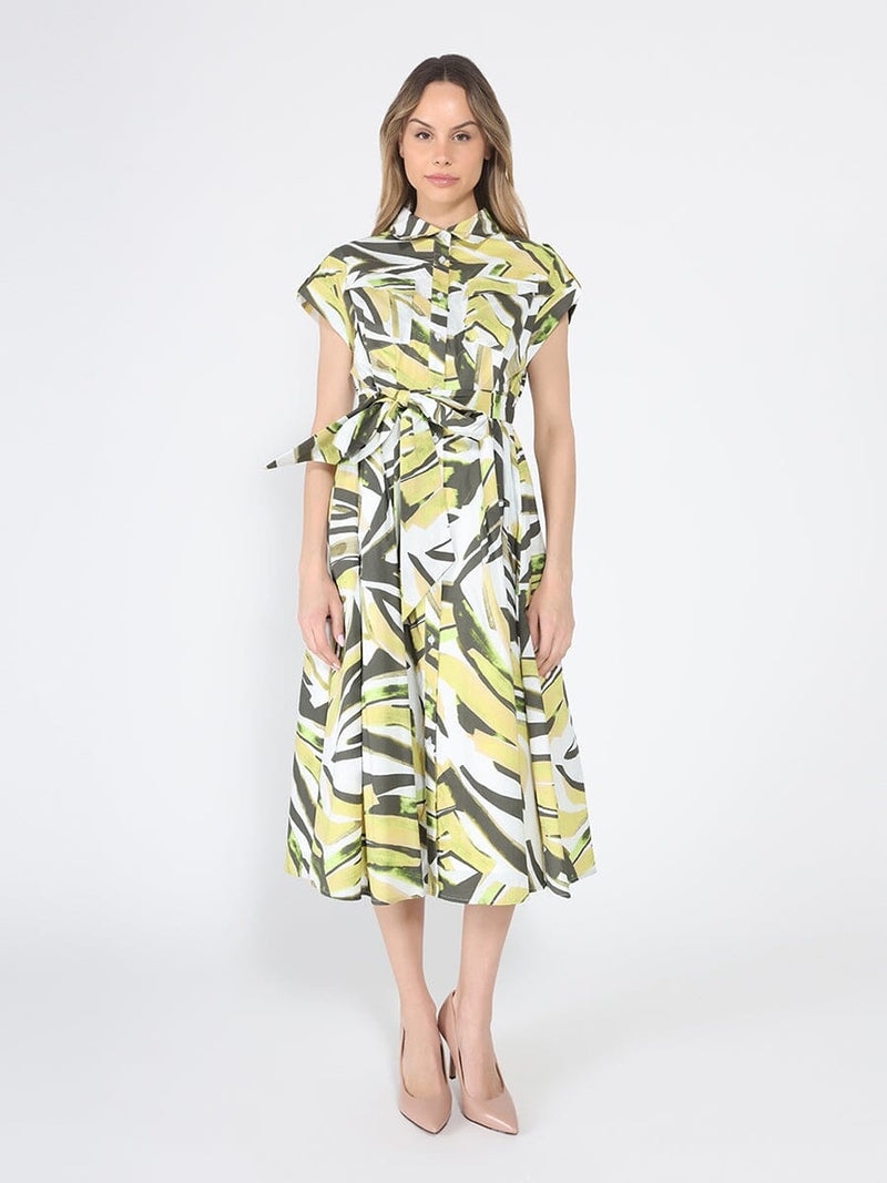 Short Sleeve Button Down Printed Midi Dress - Glamourous Grace