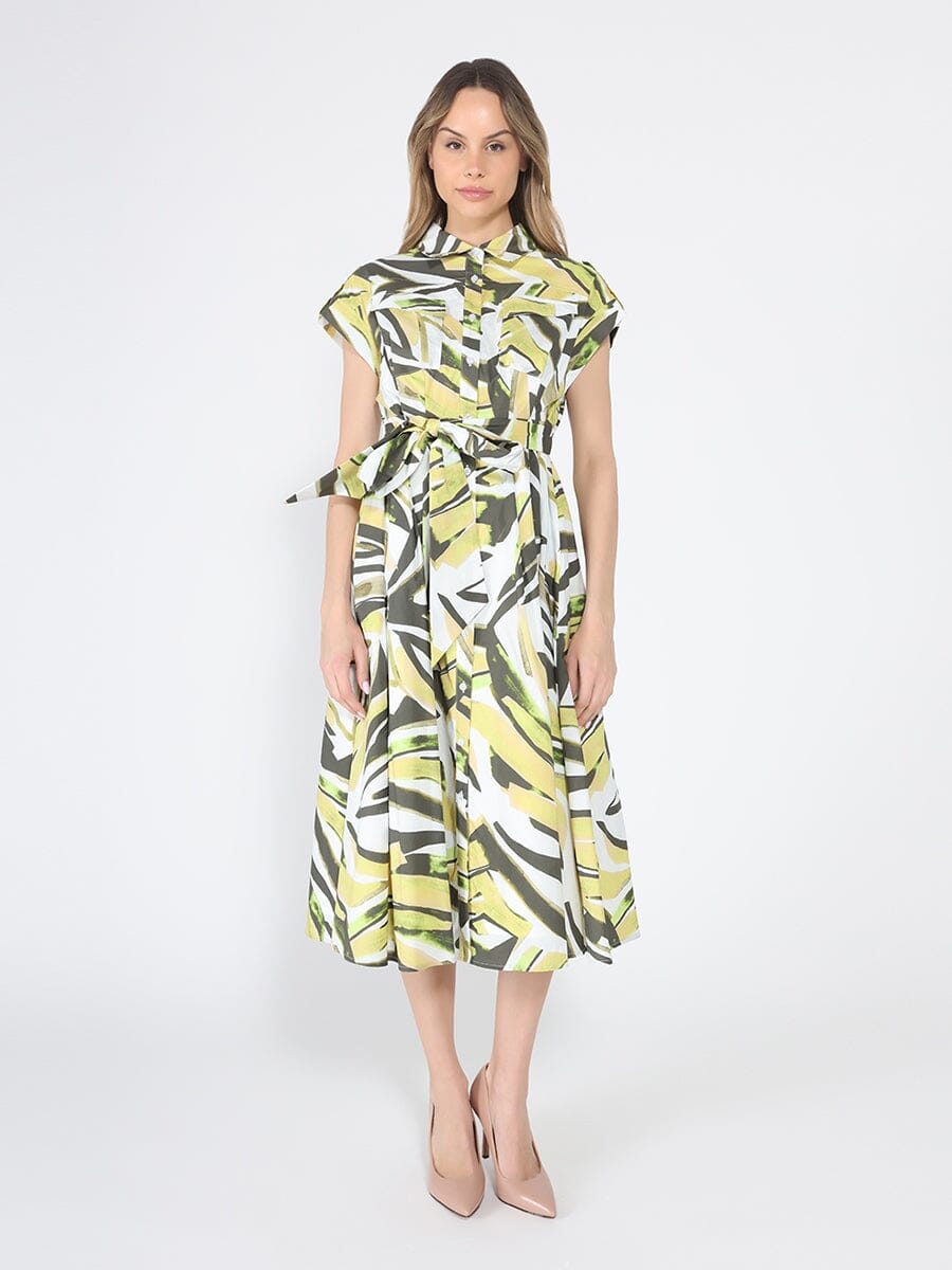 Short Sleeve Button Down Printed Midi Dress - Glamourous Grace
