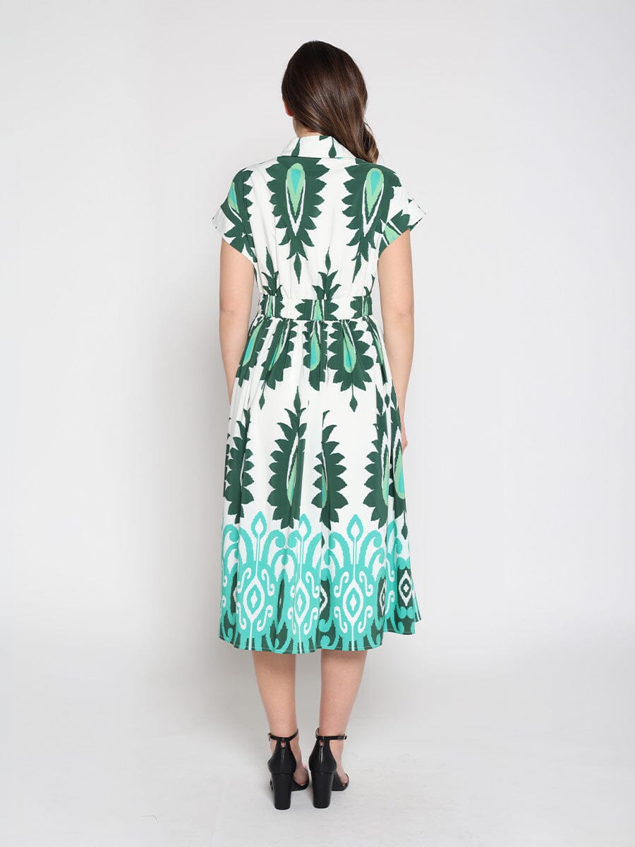 Short sleeve printed dress with elastic back - Glamourous Grace