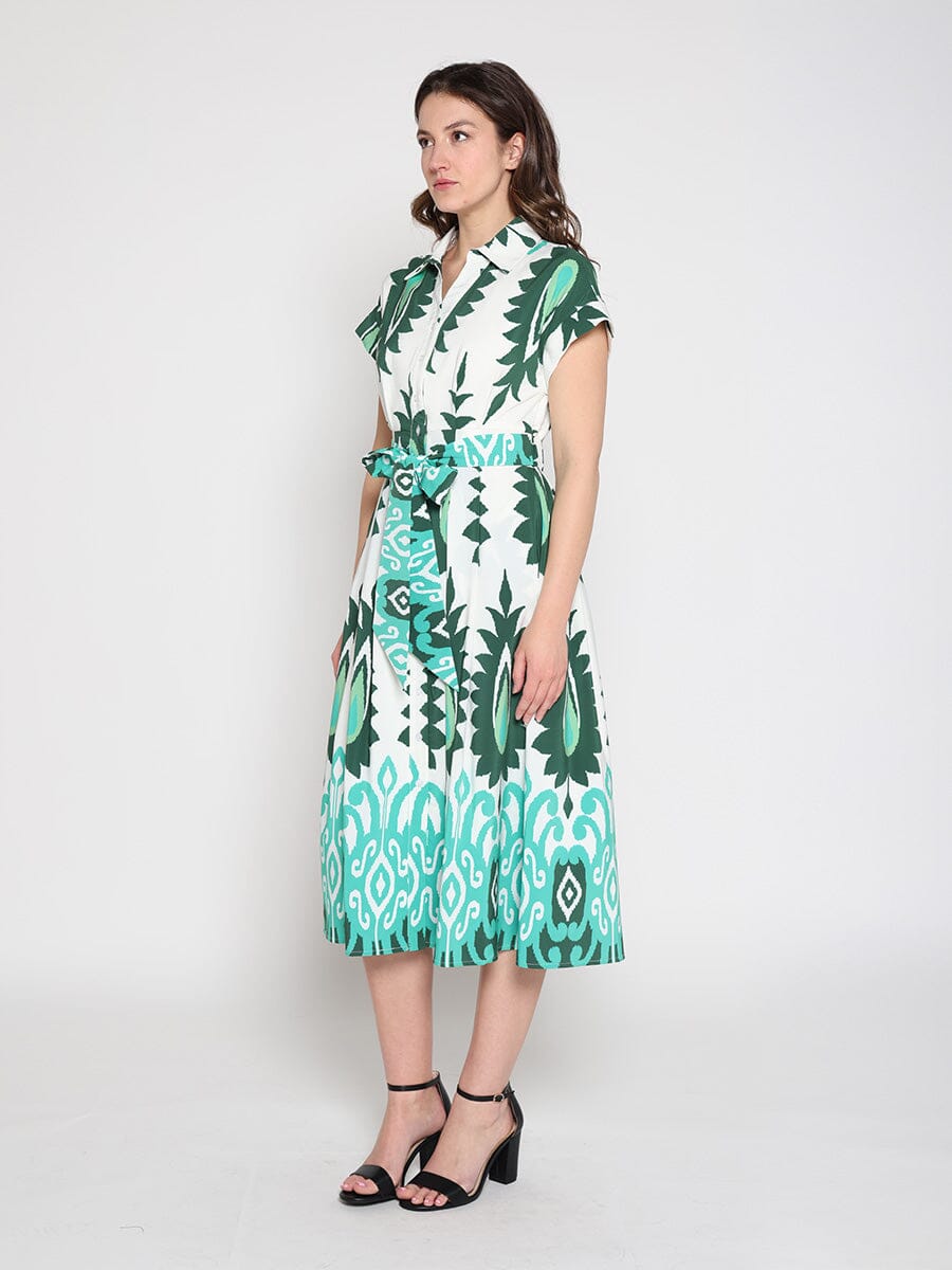 Short sleeve printed dress with elastic back - Glamourous Grace