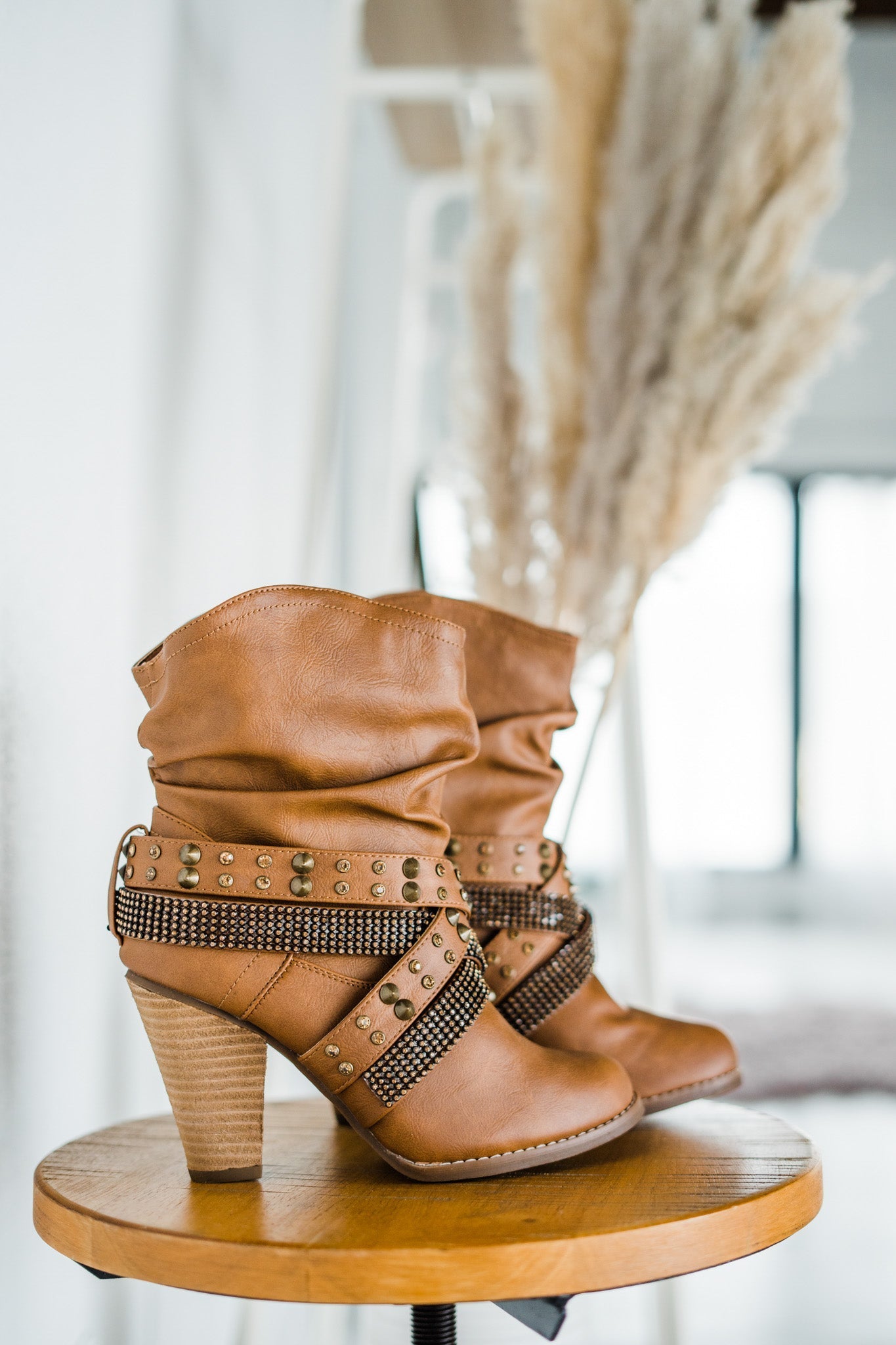 Short Change Booties in Tan - Glamourous Grace