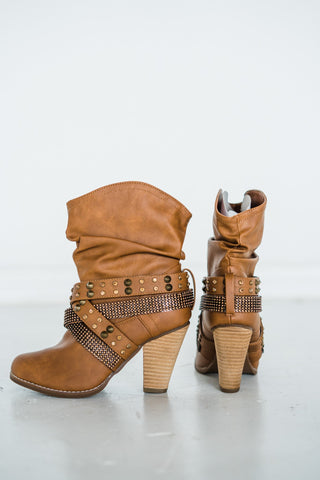 Short Change Booties in Tan - Glamourous Grace