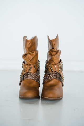 Short Change Booties in Tan - Glamourous Grace