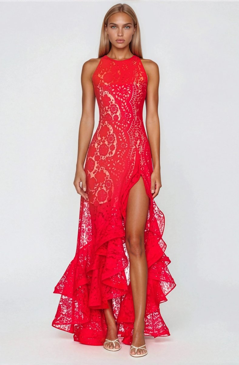 Sicilia Midi Dress – Red - Glamourous Grace