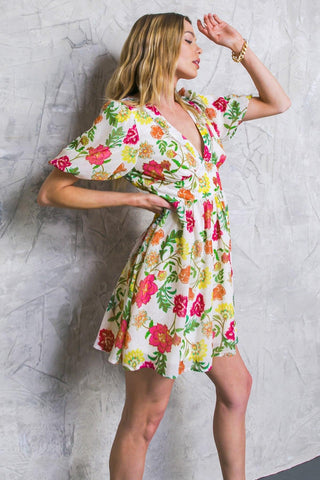 FREE ME TODAY FLORAL WOVEN MINI DRESS - Glamourous Grace