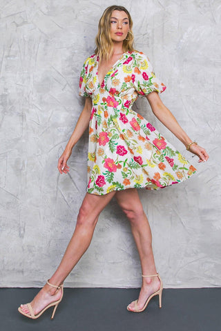 FREE ME TODAY FLORAL WOVEN MINI DRESS - Glamourous Grace