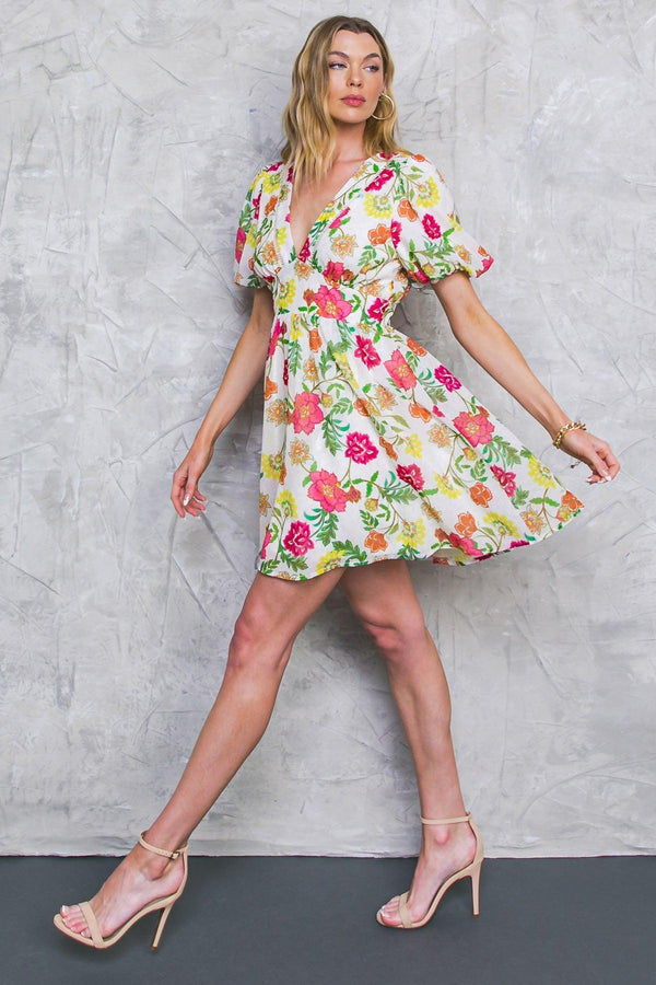 FREE ME TODAY FLORAL WOVEN MINI DRESS - Glamourous Grace