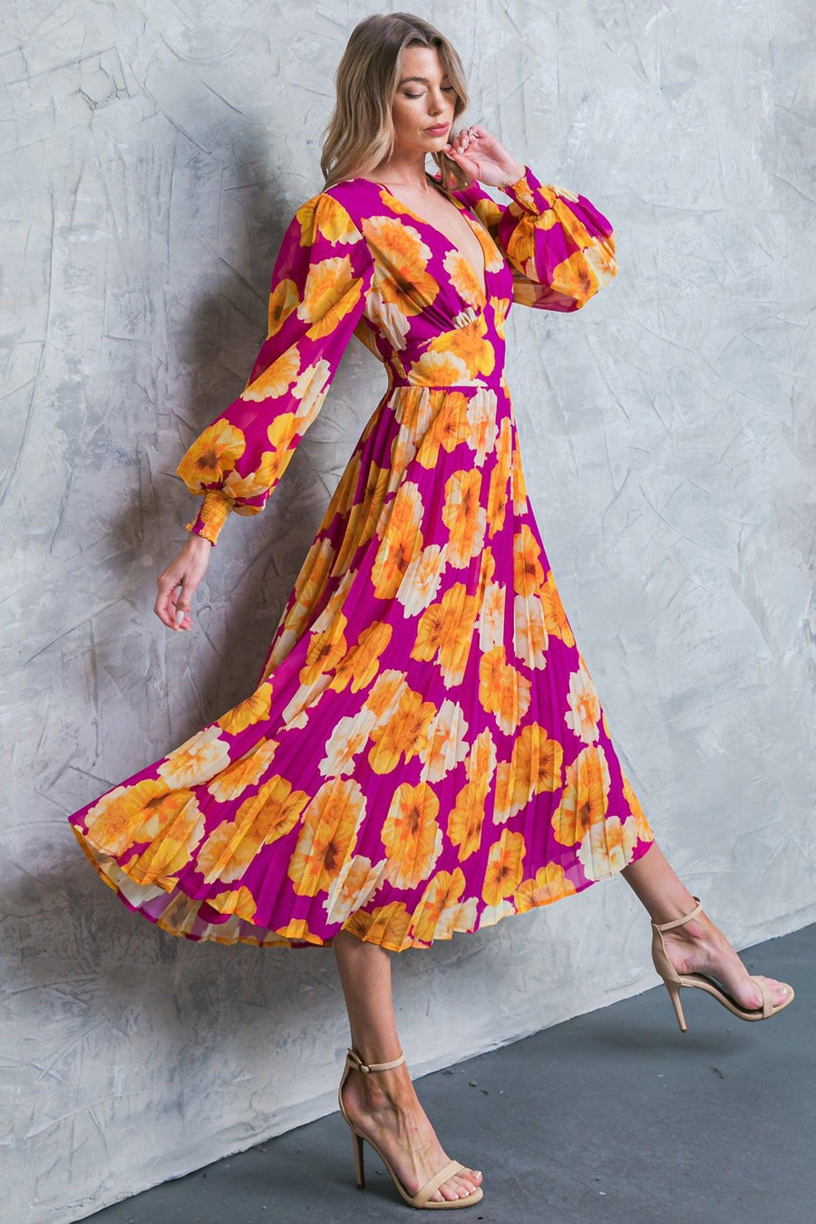 LOOK AT HER FLORAL WOVEN MIDI DRESS - Glamourous Grace