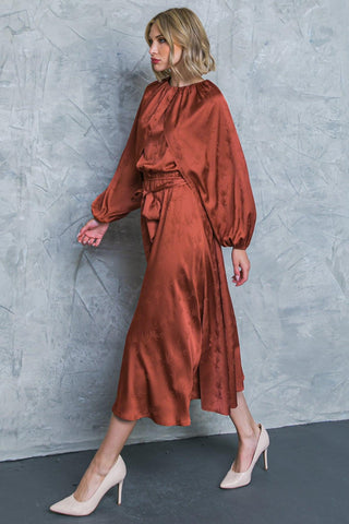 PROGRESS OVER PERFECTION SATIN MIDI DRESS - Glamourous Grace