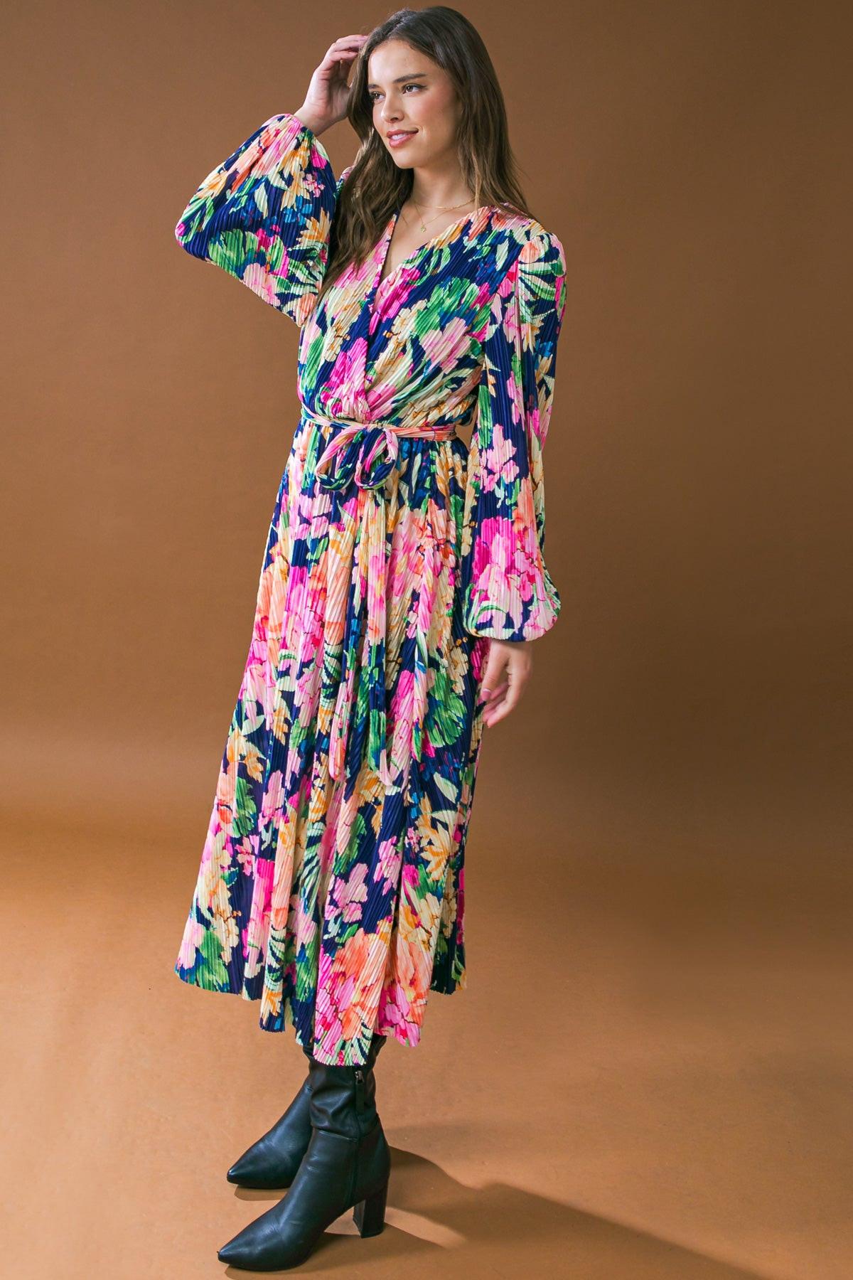 BREATHTAKING MOMENT WOVEN PLISSE MIDI DRESS - Glamourous Grace