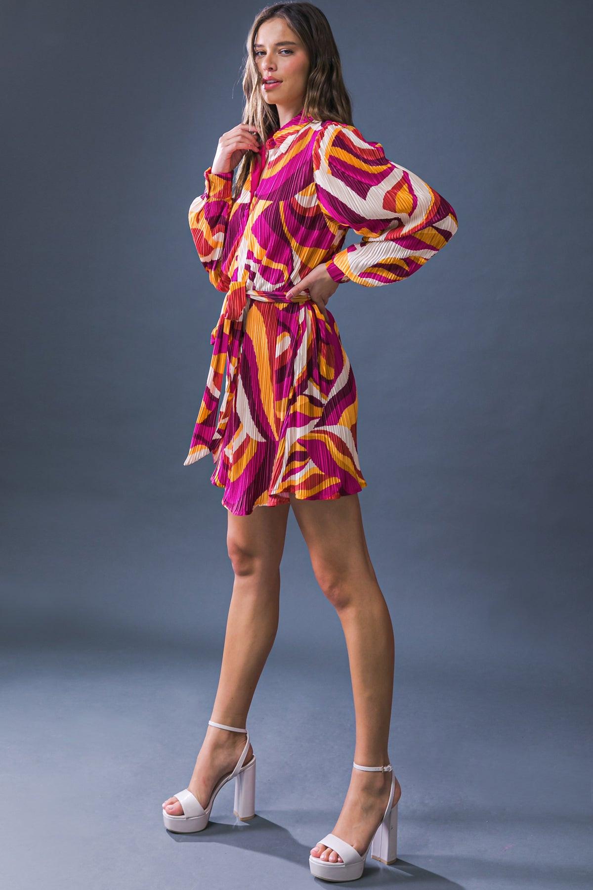GET ON BOARD WOVEN PLISSE MINI DRESS - Glamourous Grace
