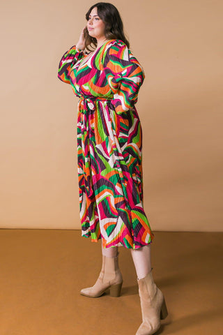 DESTINED TO IMPRESS PLISSE MIDI DRESS - Glamourous Grace