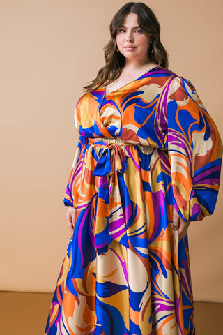 BOLD ADVENTURES WOVEN SATIN MIDI DRESS - Glamourous Grace