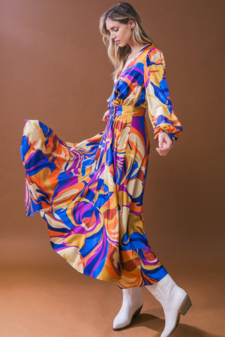 BOLD ADVENTURES WOVEN SATIN MIDI DRESS - Glamourous Grace