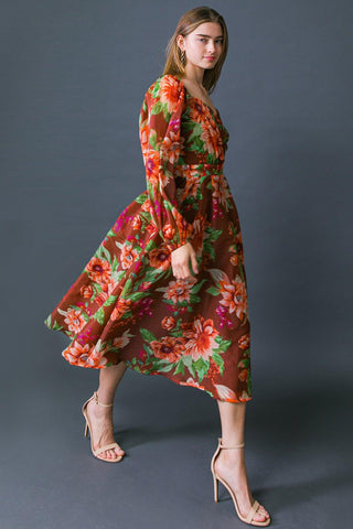 LET IT HAPPEN WOVEN ORGNZA MIDI DRESS - Glamourous Grace