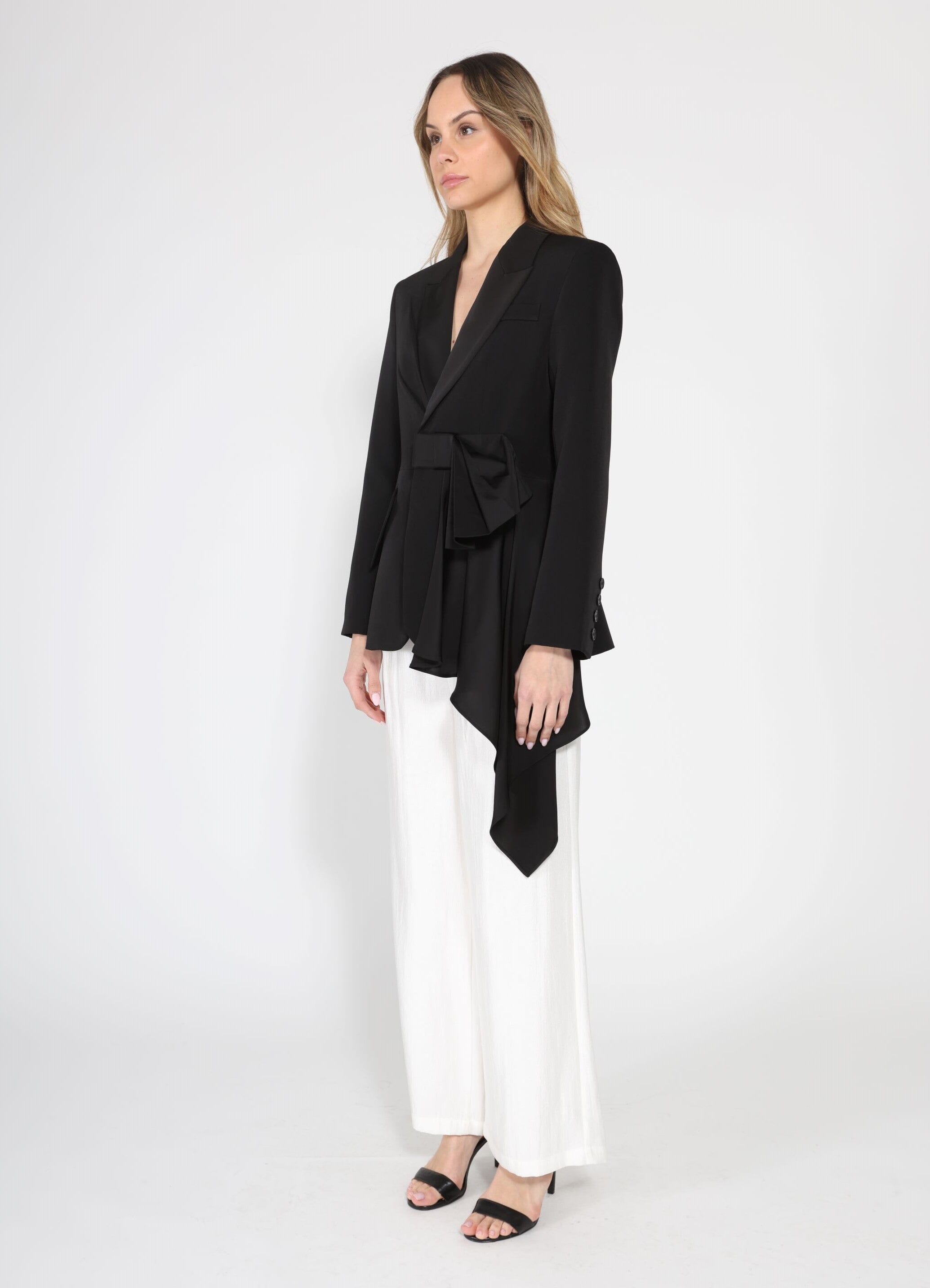 Side ruffle bow front open coat - Glamourous Grace