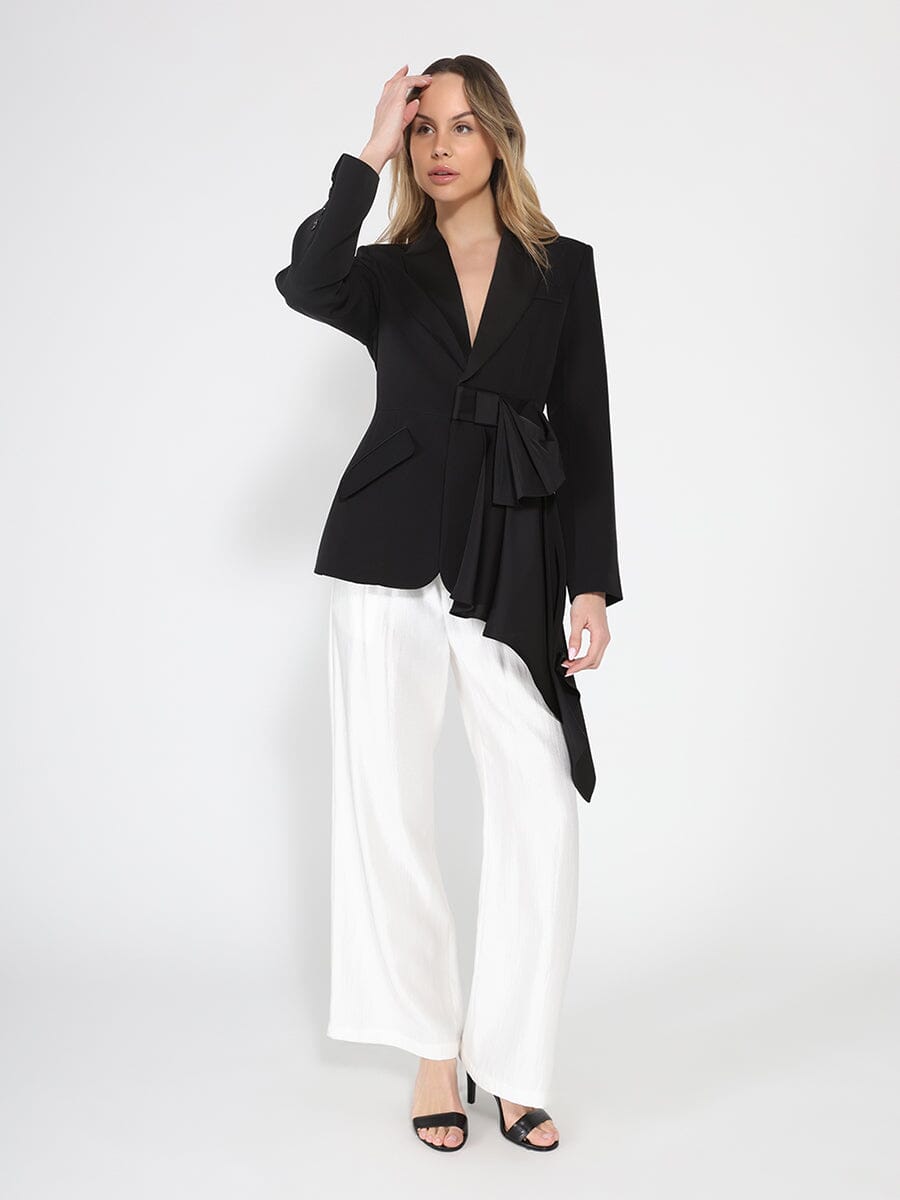 Side ruffle bow front open coat - Glamourous Grace