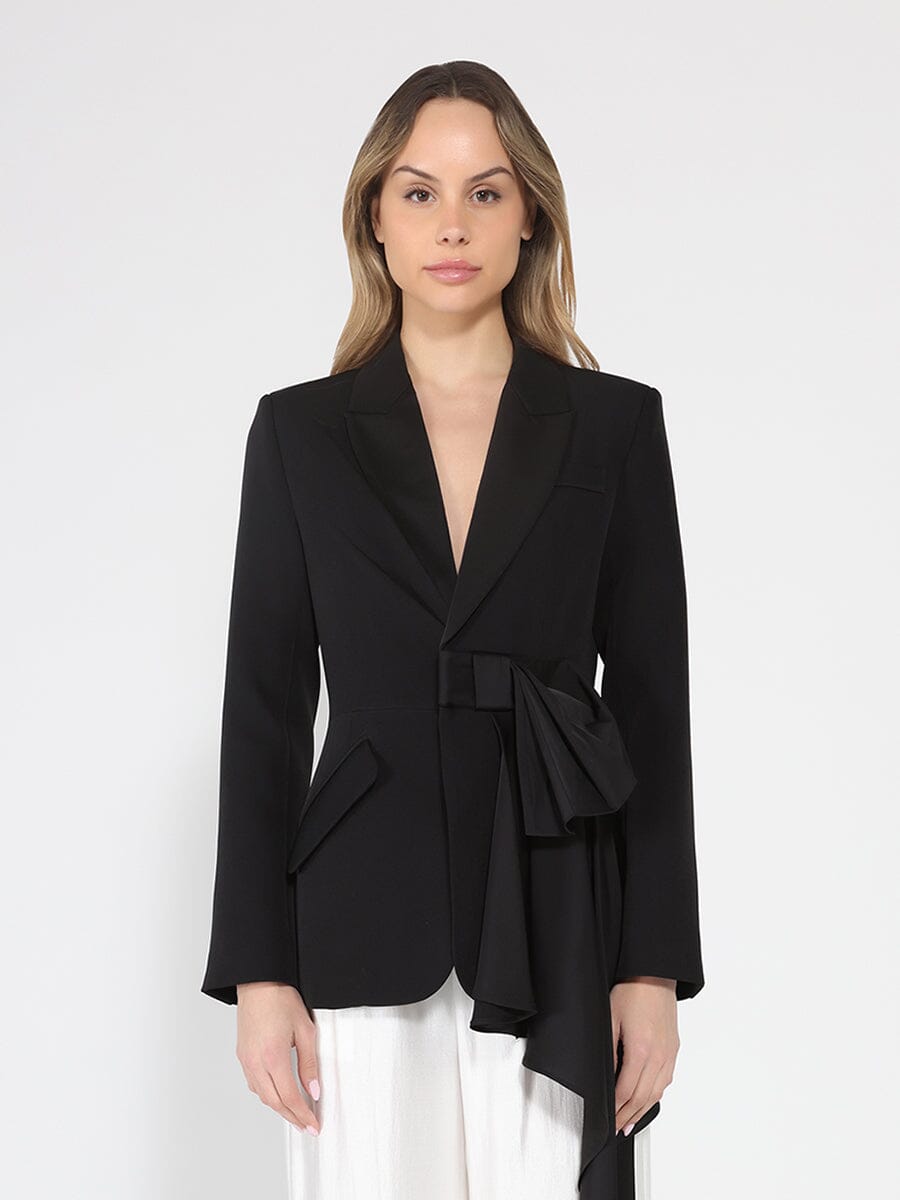 Side ruffle bow front open coat - Glamourous Grace
