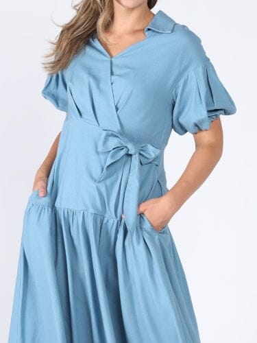 Side waist belt short sleeve dress - Glamourous Grace