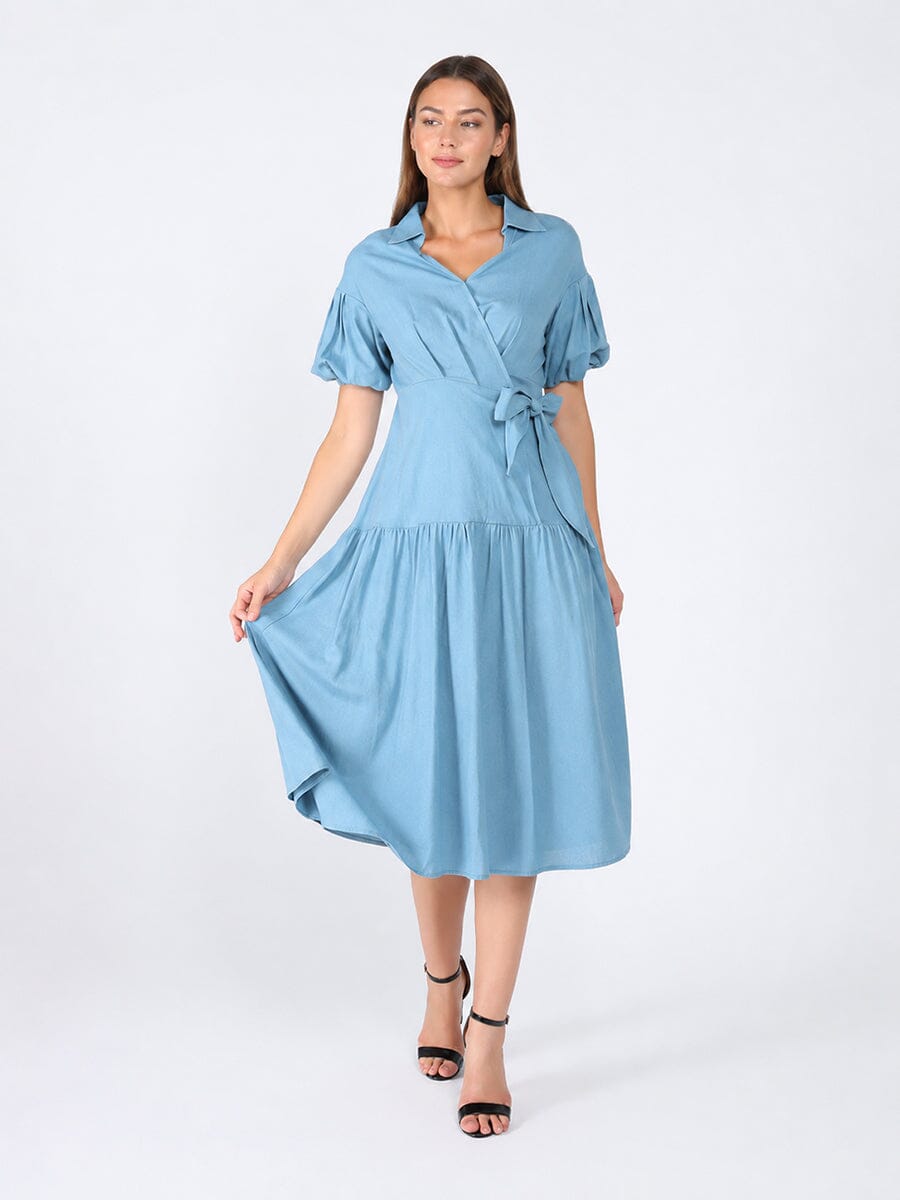 Side waist belt short sleeve dress - Glamourous Grace