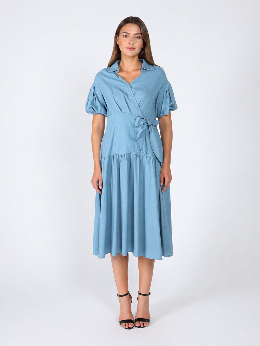 Side waist belt short sleeve dress - Glamourous Grace