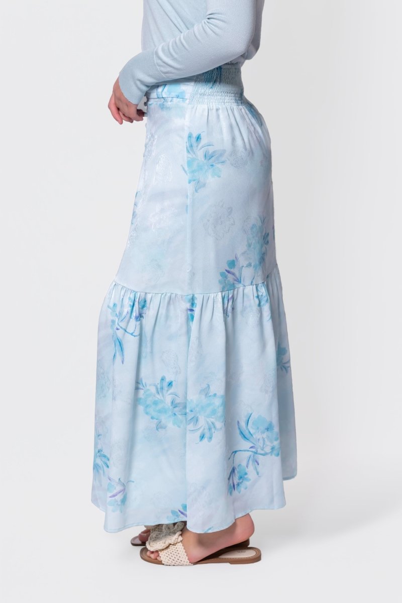 Siena Skirt (Aqua Blue Flower) - Glamourous Grace