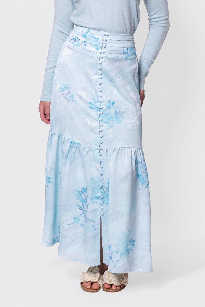 Siena Skirt (Aqua Blue Flower) - Glamourous Grace