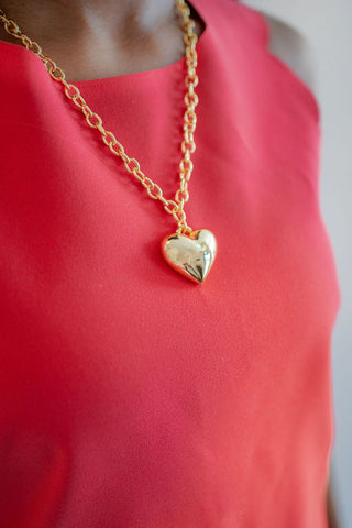 Sienna - Puffy Heart Necklace - 18k Gold Plated - Glamourous Grace