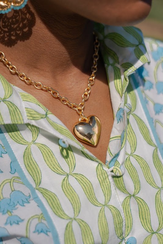 Sienna - Puffy Heart Necklace - 18k Gold Plated - Glamourous Grace