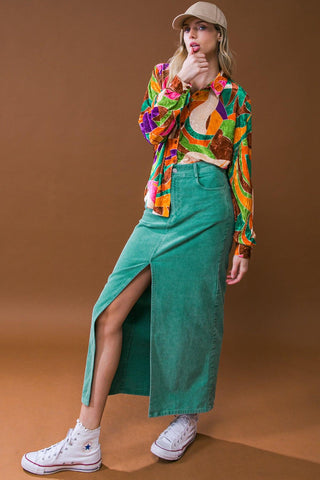 PERFECT PICK CORDUROY MIDI SKIRT - Glamourous Grace