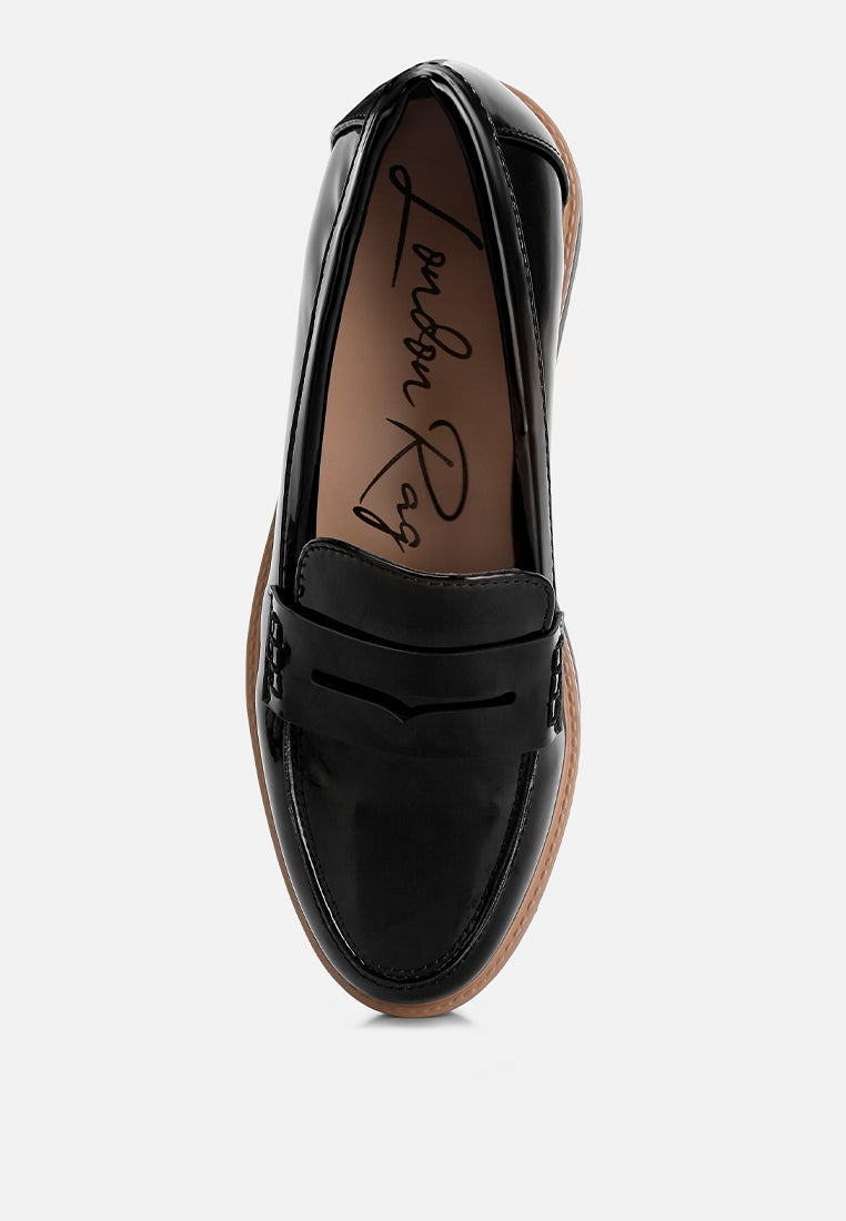 Sinclair Patent Faux Leather Heeled Loafers - Glamourous Grace