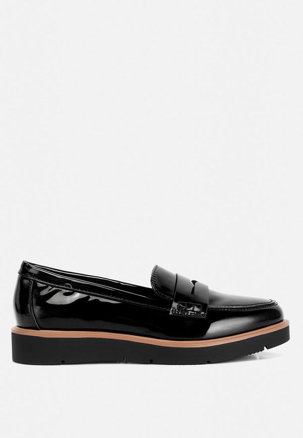 Sinclair Patent Faux Leather Heeled Loafers - Glamourous Grace