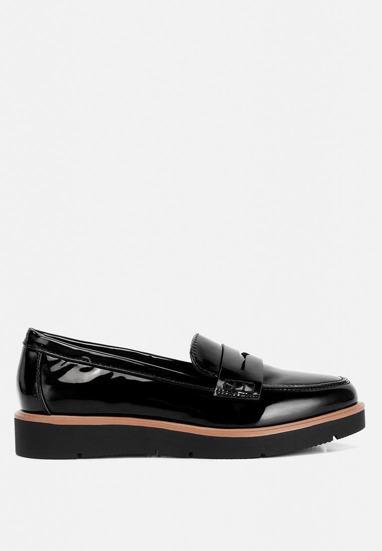 Sinclair Patent Faux Leather Heeled Loafers - Glamourous Grace