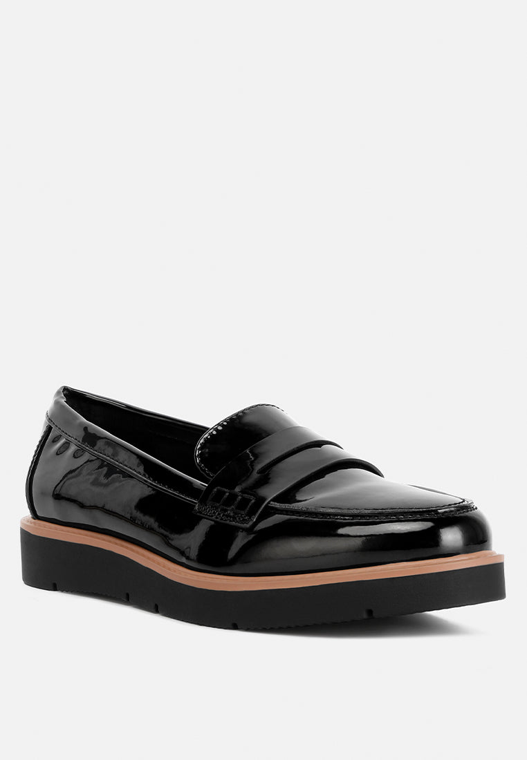 Sinclair Patent Faux Leather Heeled Loafers - Glamourous Grace