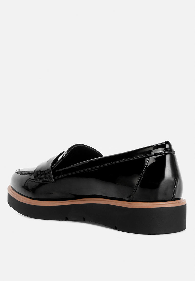 Sinclair Patent Faux Leather Heeled Loafers - Glamourous Grace