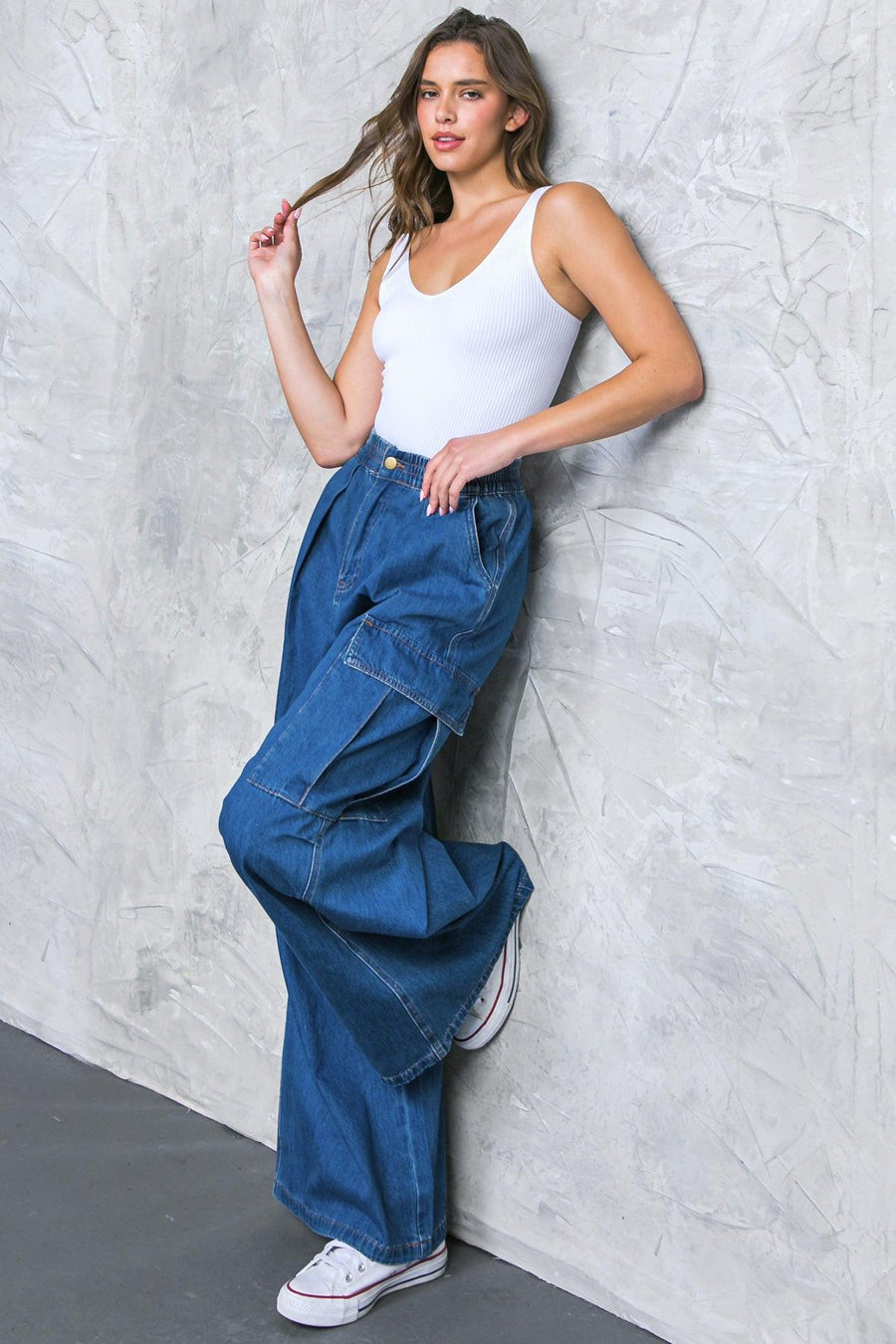 ALL THE BUZZ WASHED DENIM PANTS - Glamourous Grace