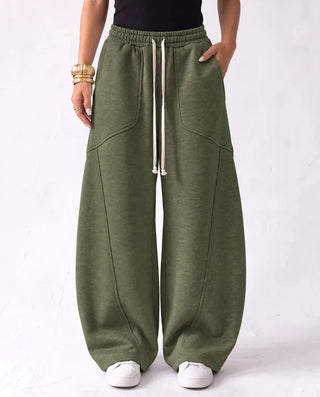 SITRA Women's Casual Retro Oversize Pants – Black / Brown
